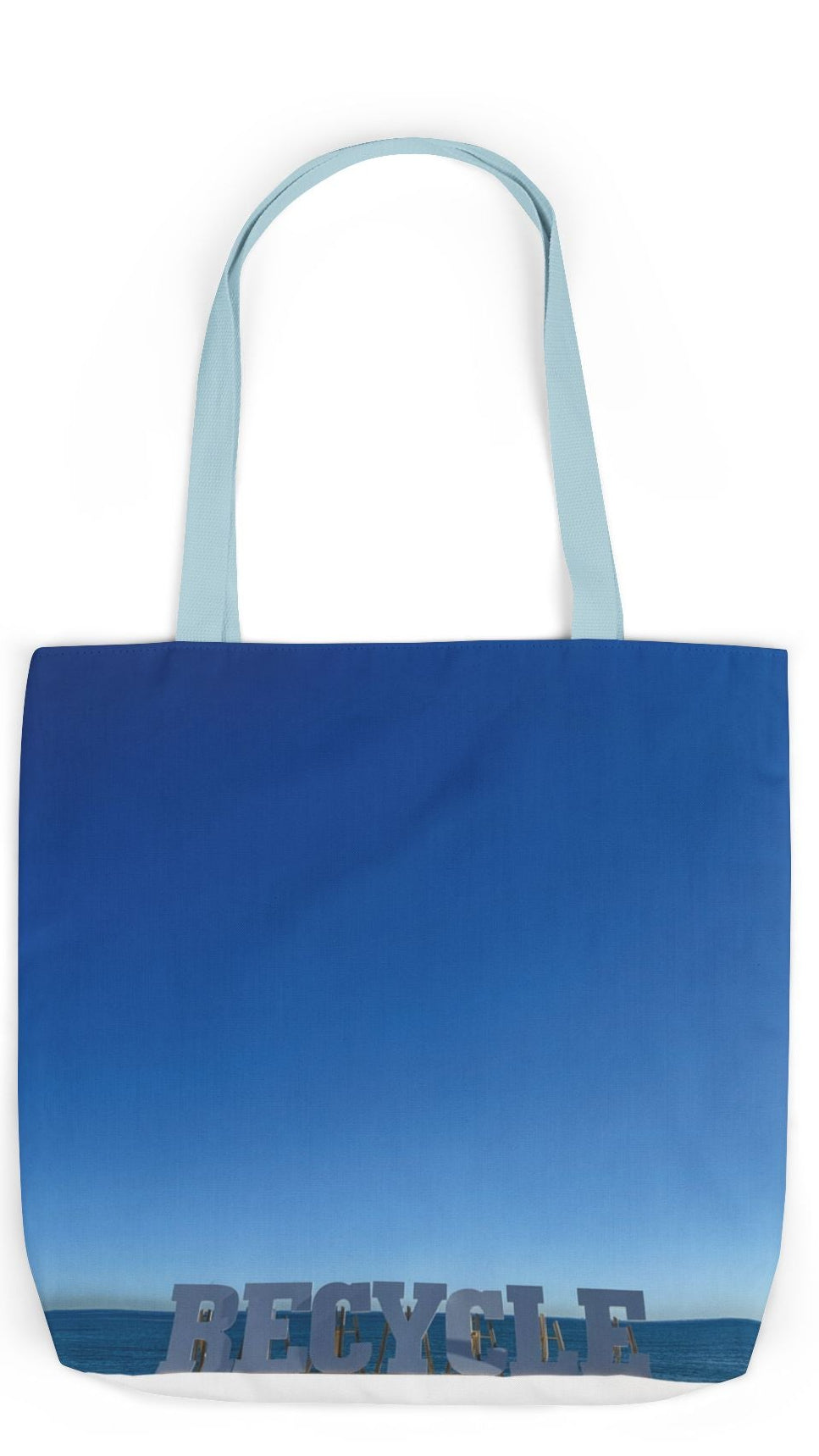 Recycle Tote Bag 18" x 18" different print on each side. 5 Handle Color Options. "Beach Recycle & Seaside Recycle Bag"