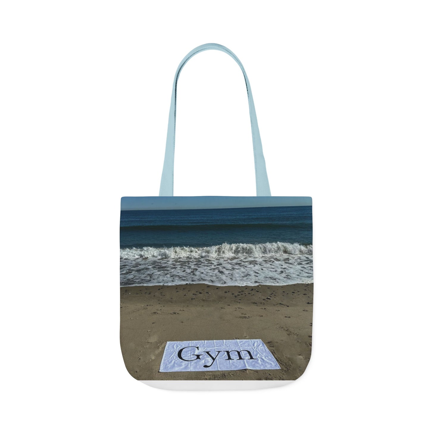 Gym Tote Bag 18” x 18” same print on each side. 5 Handle Color Options. "Beachfront Gym Bag