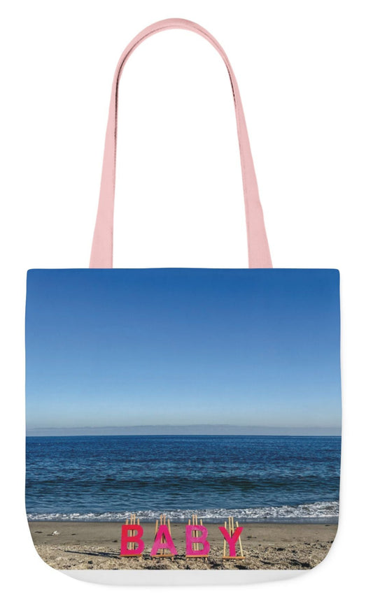 baby girl tote bag, baby gift, beach design, 18" x 18" Polyester,