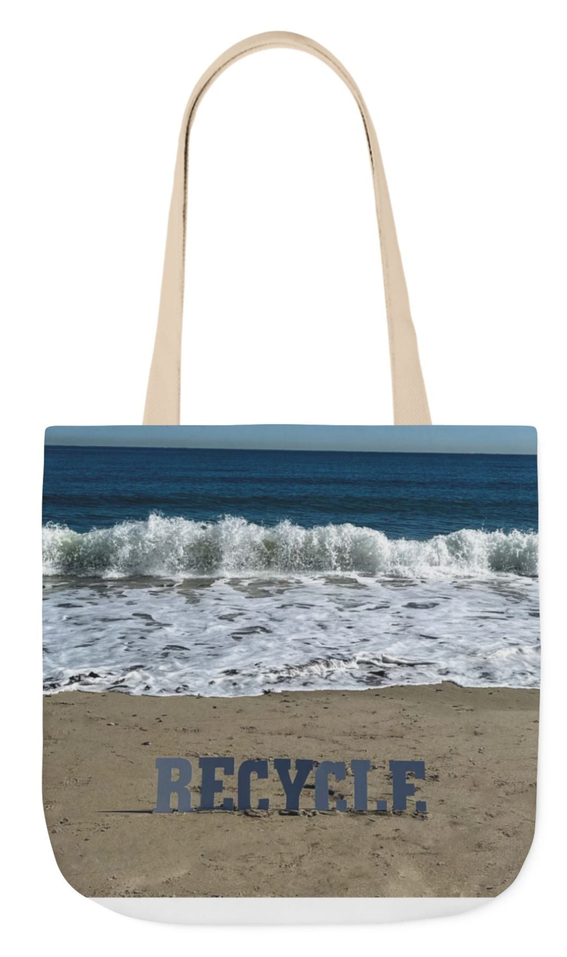 recycle tote bag 18"  18" beach scene