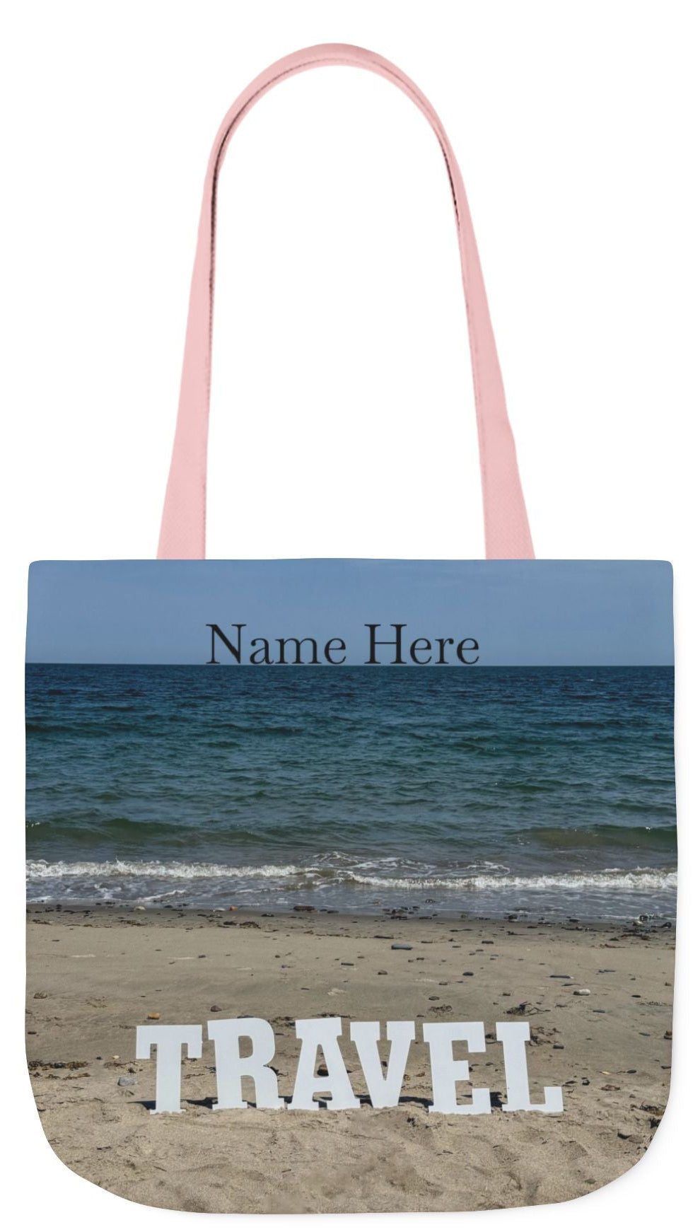 Travel Tote Bag 18” x 18” Same Allover Print on Each Side. 4 Different Handle Color Options. “Beach Travel Bag”(Personalize it)