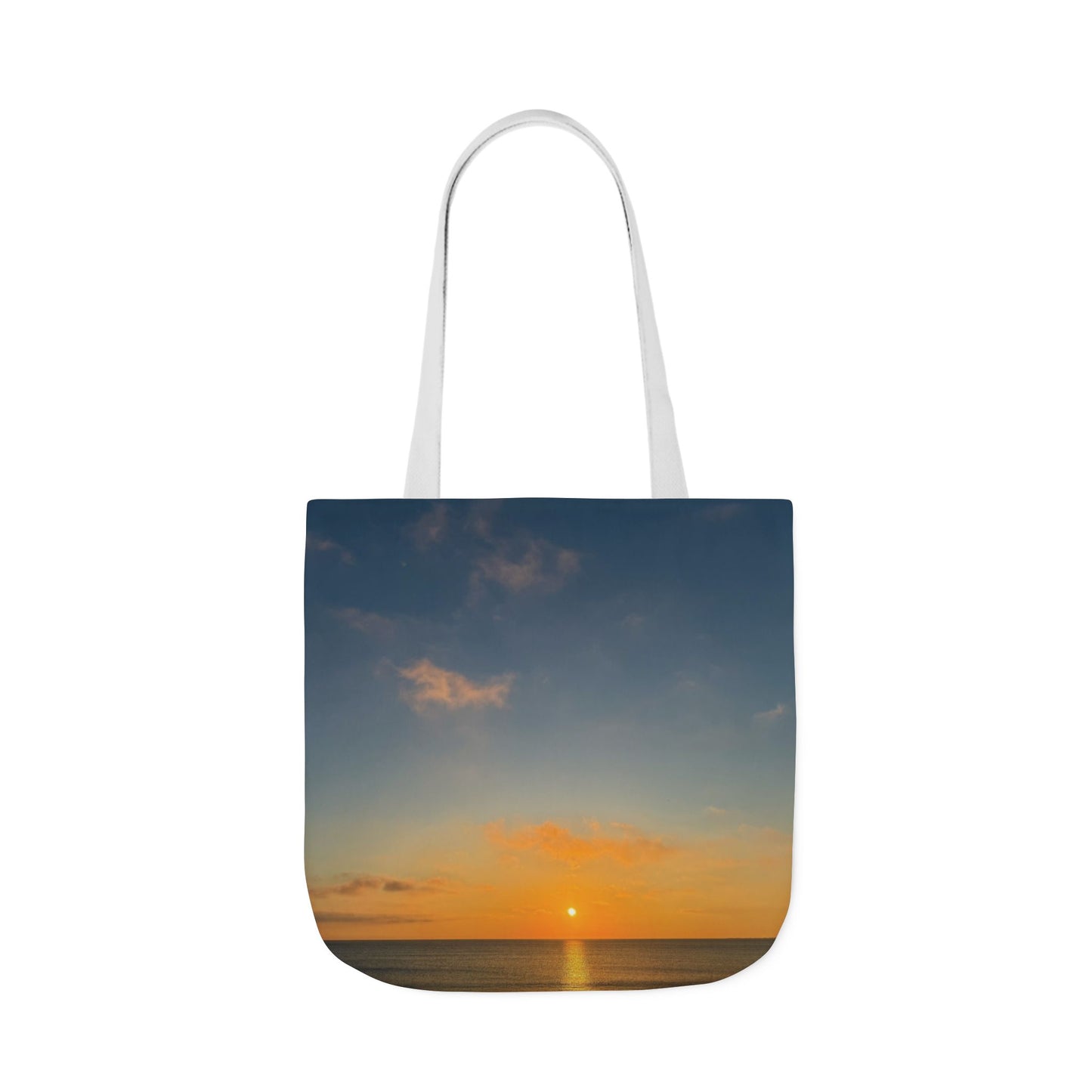 Personalized Everyday Tote Bag 18”x 18” different print on each side.5 Handle Color Options. “Seaside Sunrising Personalized”