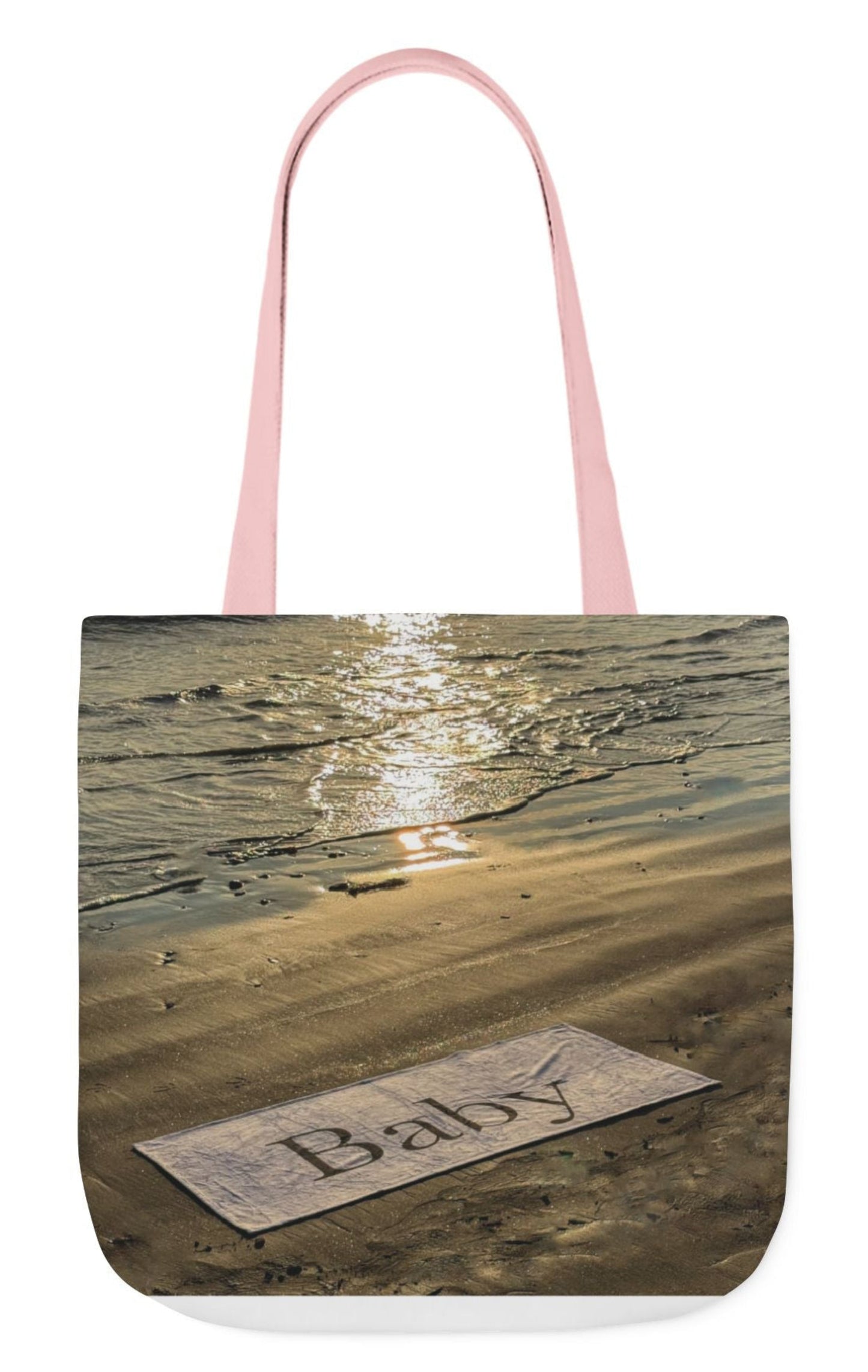 baby tote bag beach theme 18" x 18" pink handles