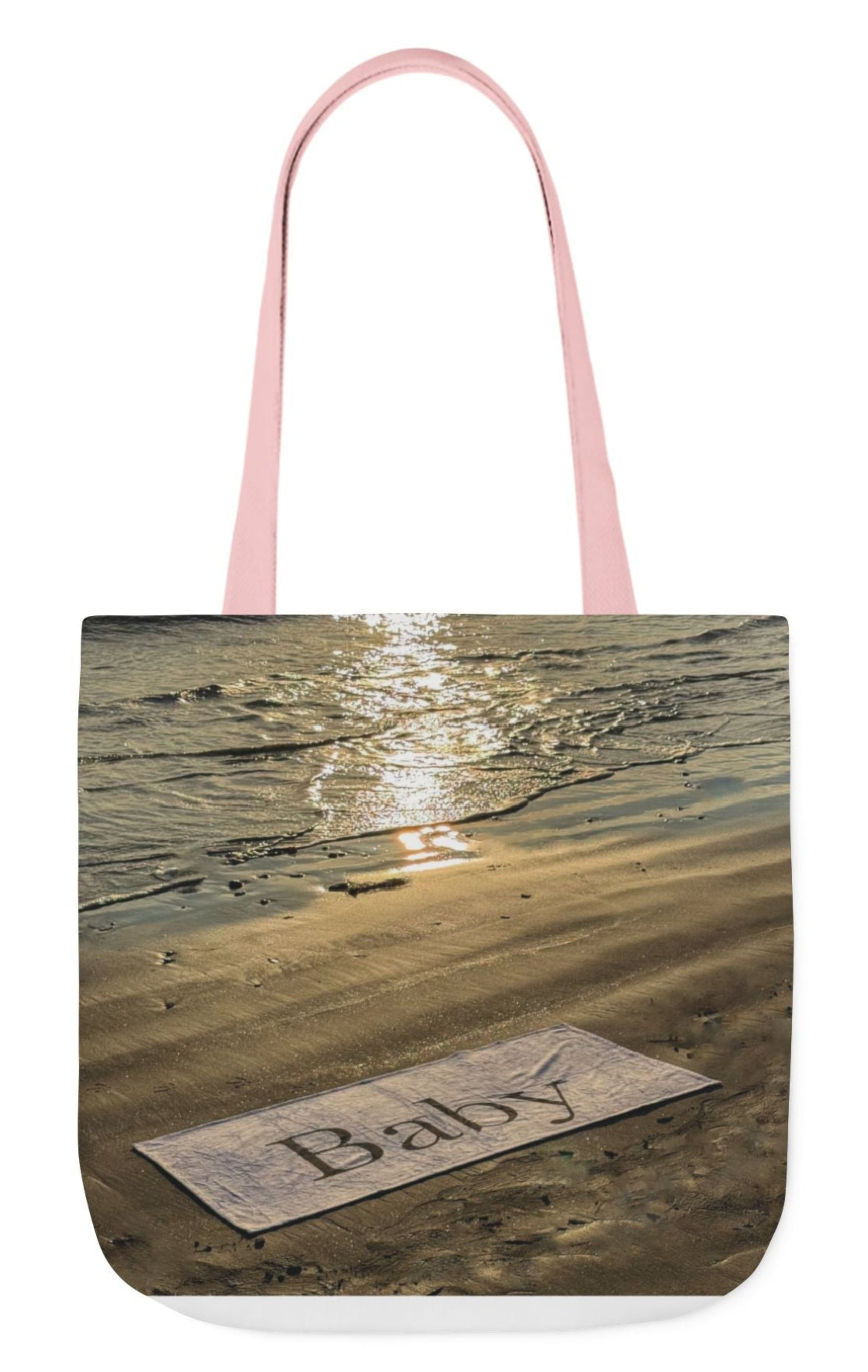 baby tote bag beach theme 18" x 18" pink handles