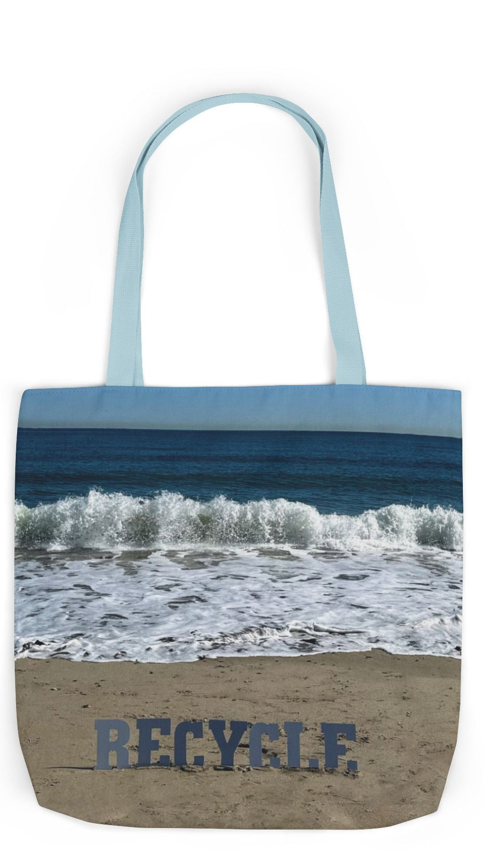 Recycle Tote Bag 18” x 18” same print on each side. 5 Handle Color Options. "Beach Recycle Bag"