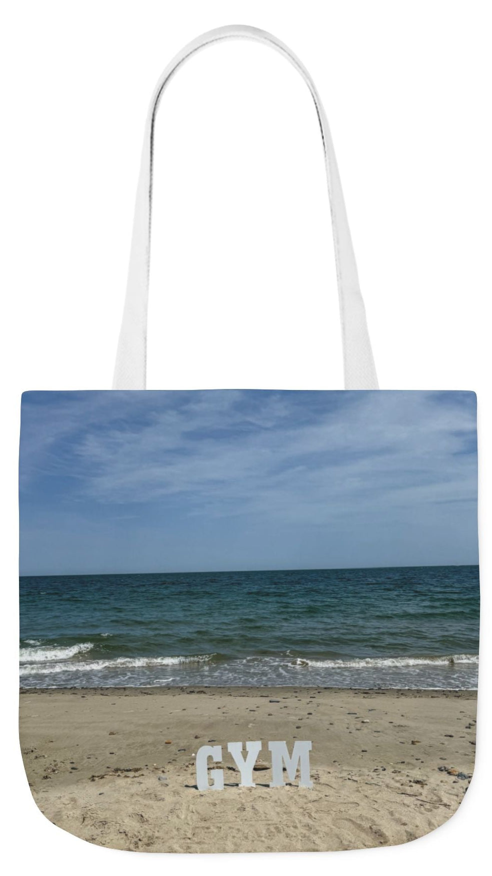 Gym Tote Bag 18” x 18” Same Print on Each Side. 4 Different Handle Color Options. “Beach Gym Bag”