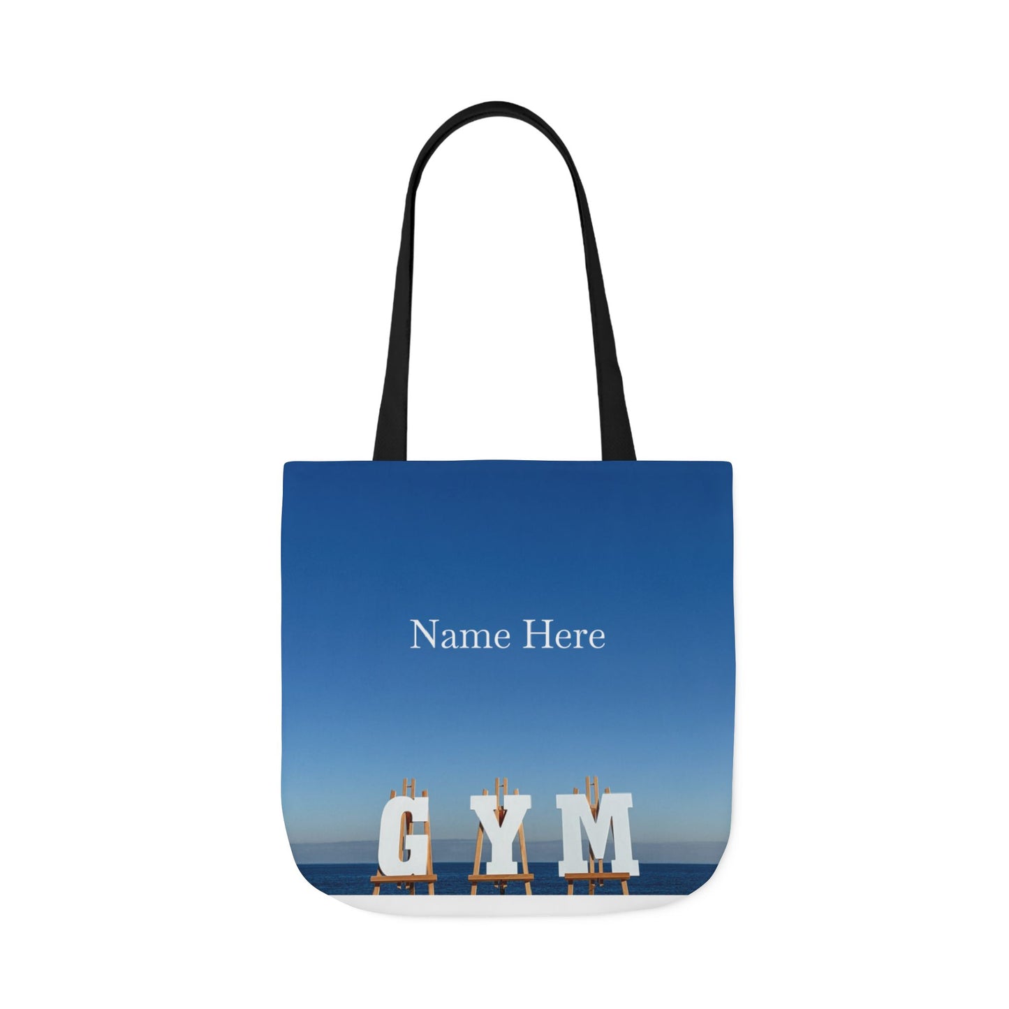 Gym Tote Bag “18 x 18” Same Print on Each Side. 4 Handle Color Options. “Seaside Gym Bag Personalized"