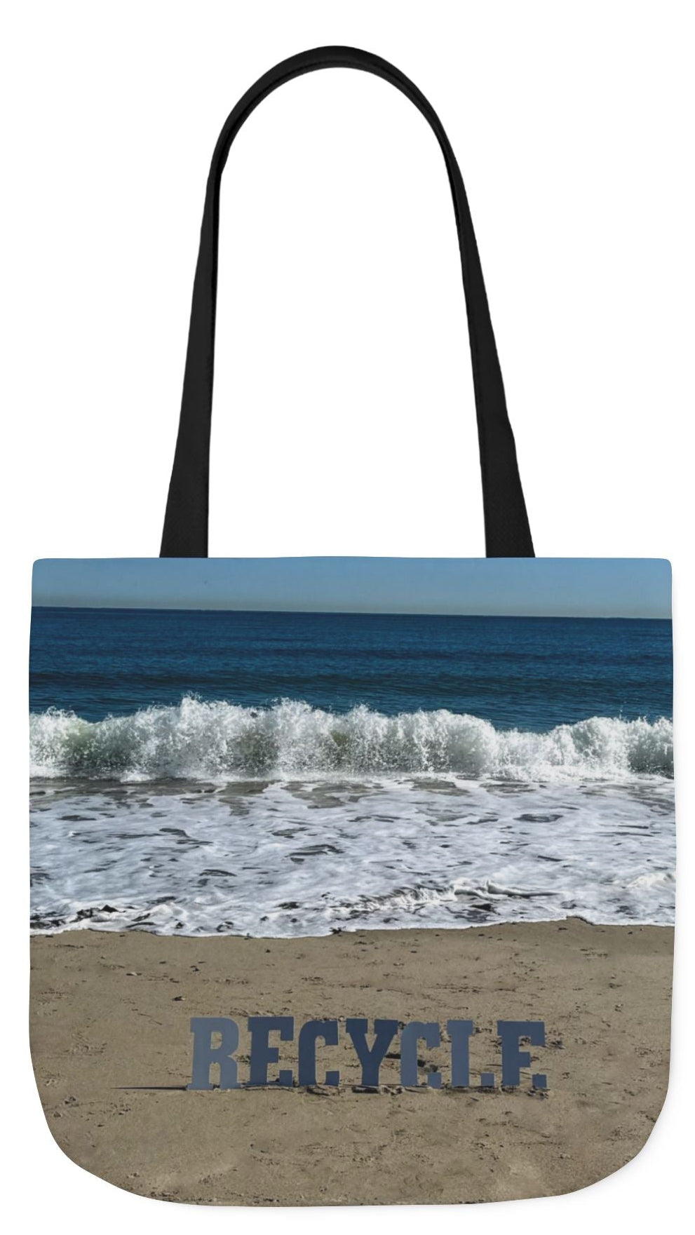 Recycle Tote Bag 18” x 18” same print on each side. 5 Handle Color Options. "Beach Recycle Bag"