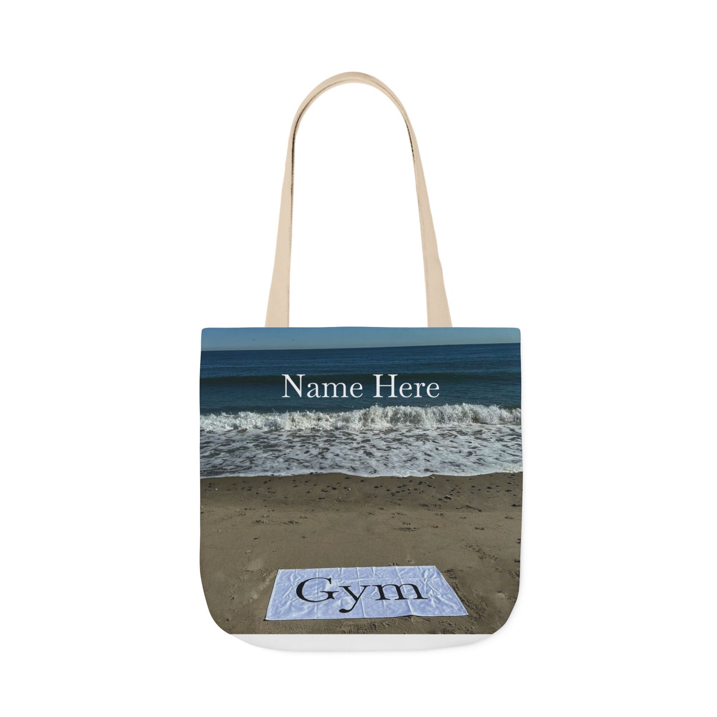 Gym Tote Bag 18” x 18” same print on each side. 5 Handle Color Options. "Beachfront Gym Bag