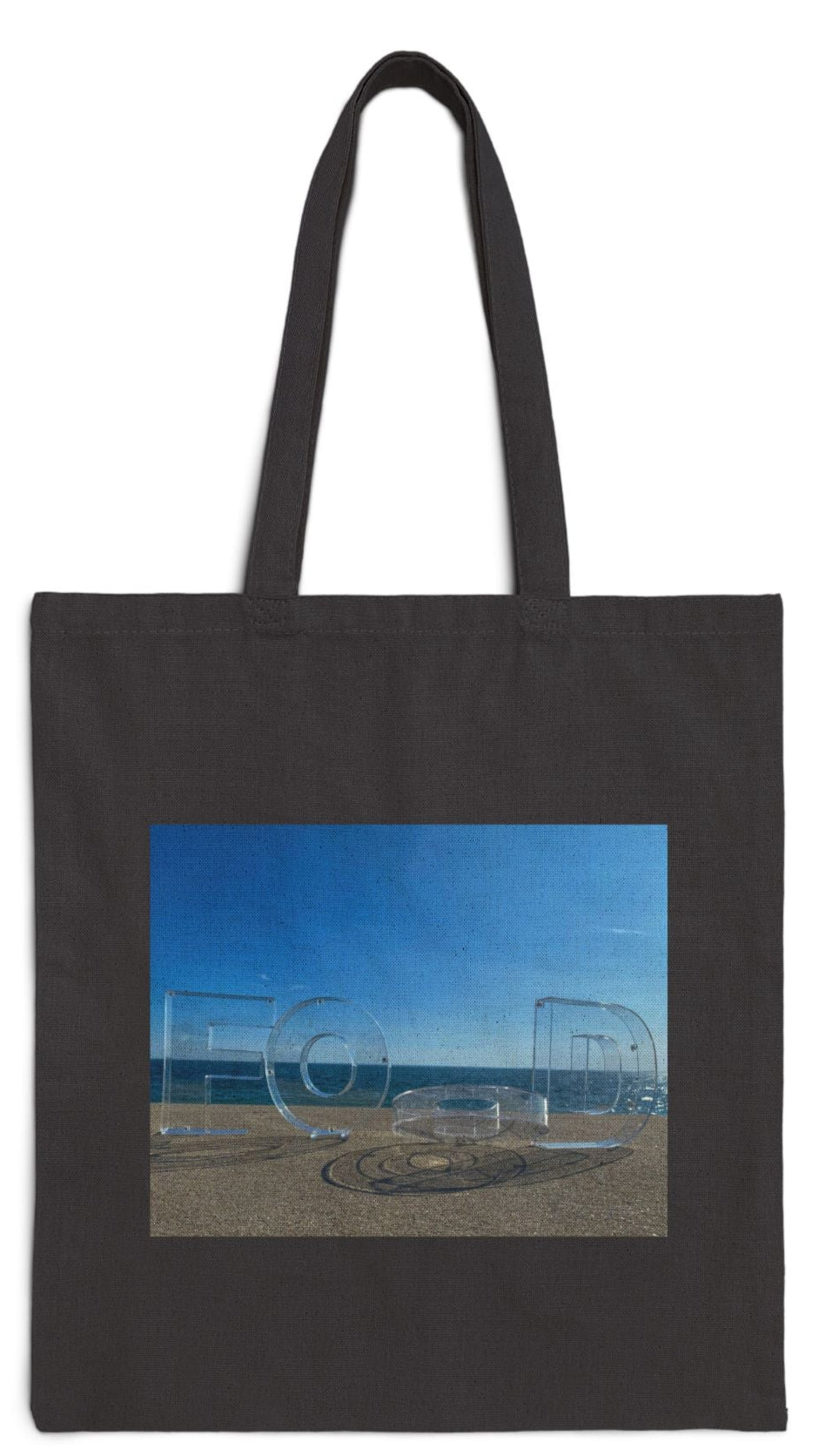 Food Tote Bag 15" x 16" Cotton Canvas Different Print on Each Side. "Seaside Food Reflections"