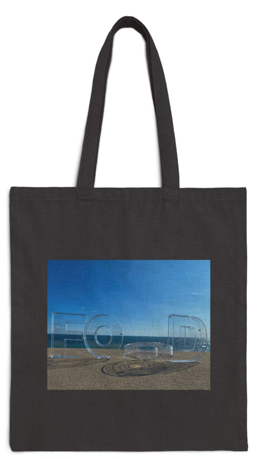 Food Tote Bag 15" x 16" Cotton Canvas Different Print on Each Side. "Seaside Food Reflections"
