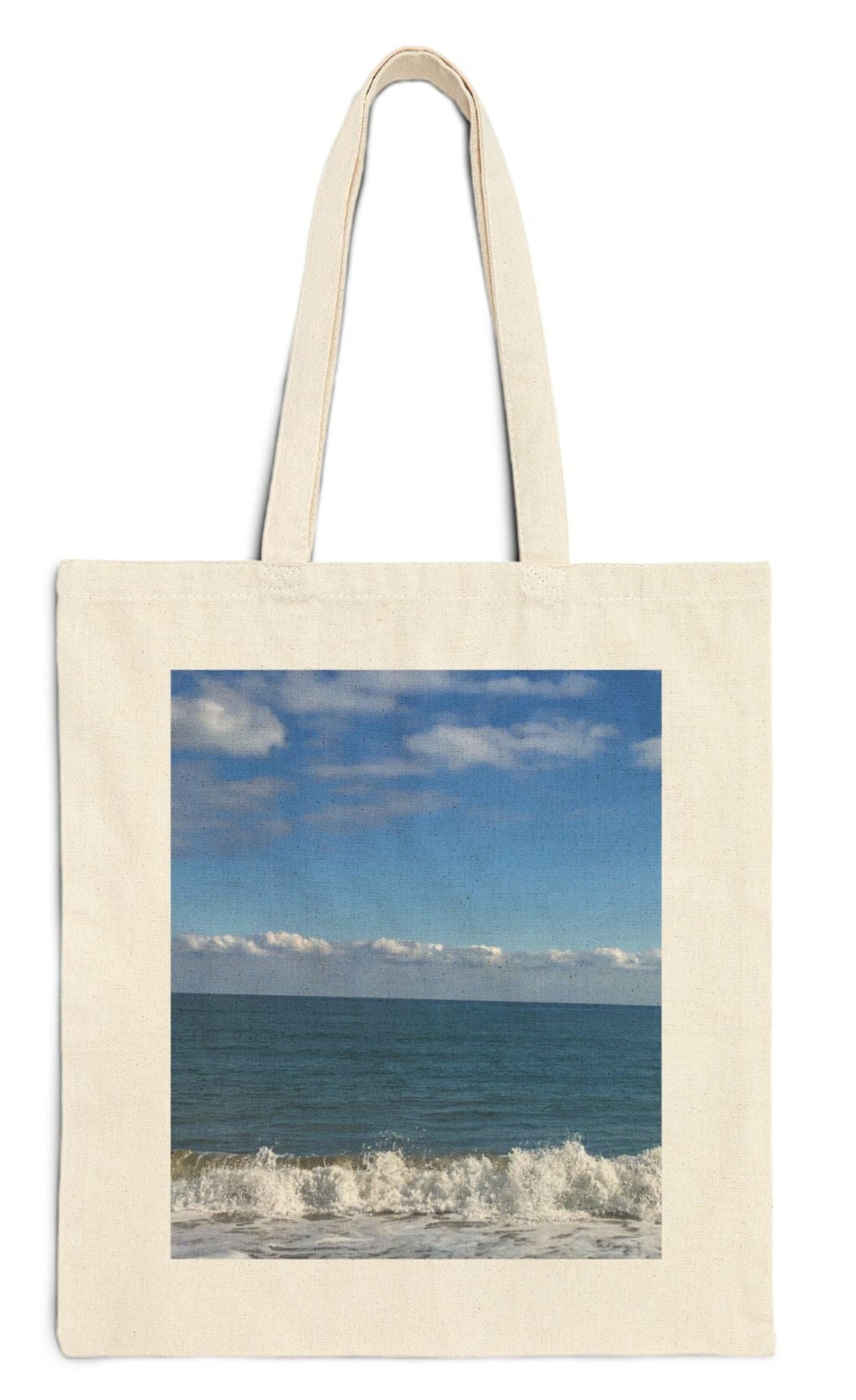 bridesmaid tote bag in natural color cotton canvas big waves design