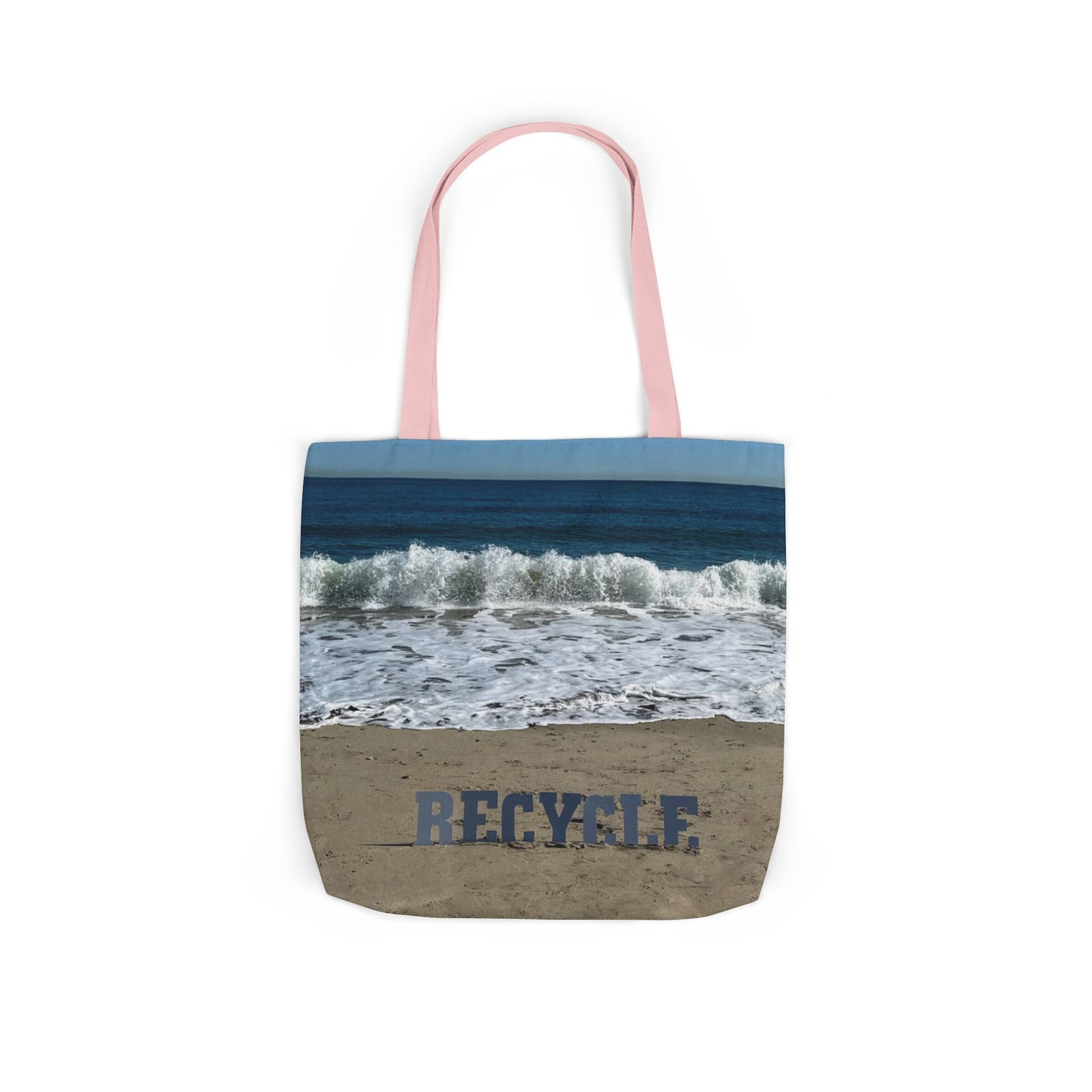 Recycle Tote Bag 18” x 18” same print on each side. 5 Handle Color Options. "Beach Recycle Bag Personalized”