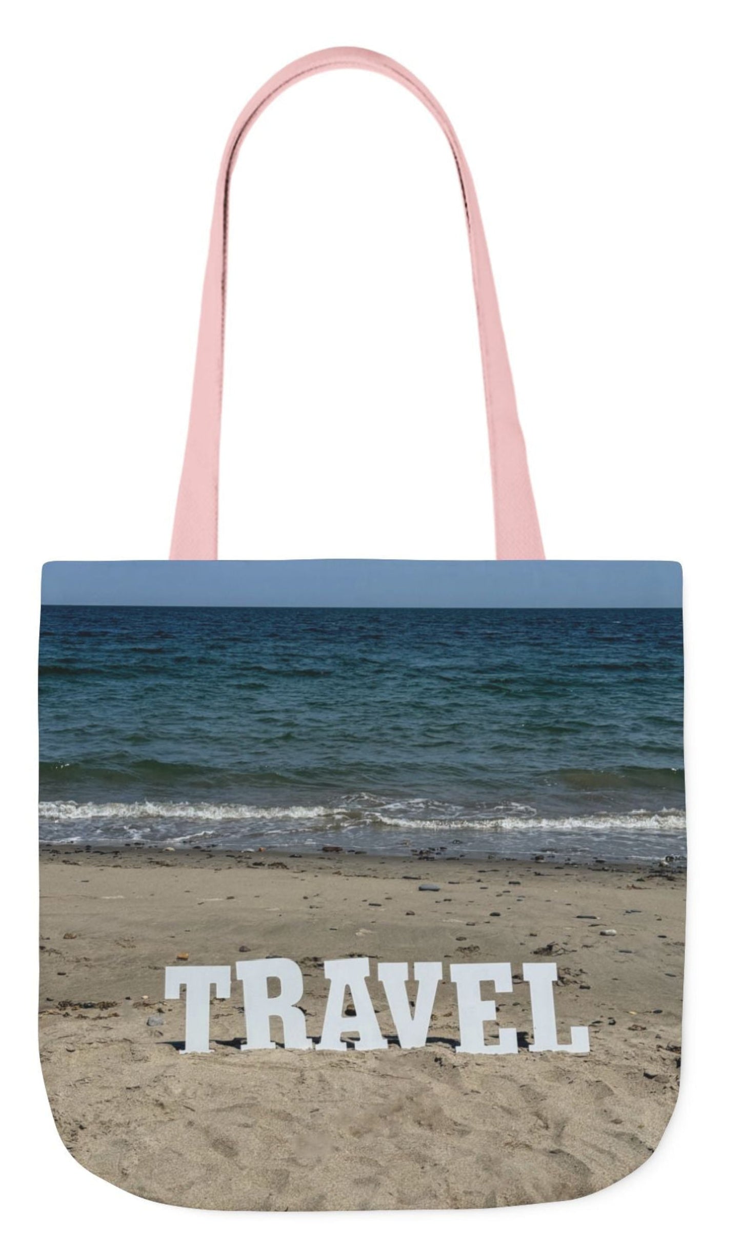 double sided travel tote bag with pink handles 18 x 18