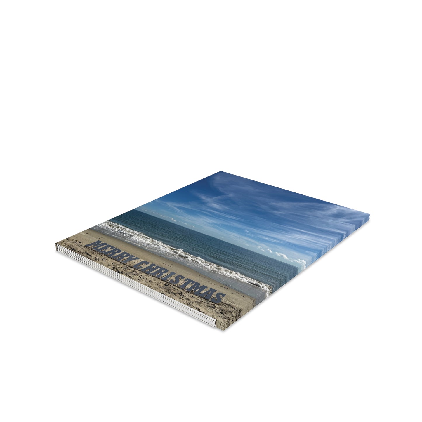 Christmas Cards 8 Pack with Envelopes, Blank Inside 4.25" Width x 5.50" Height "Beachy Christmas"