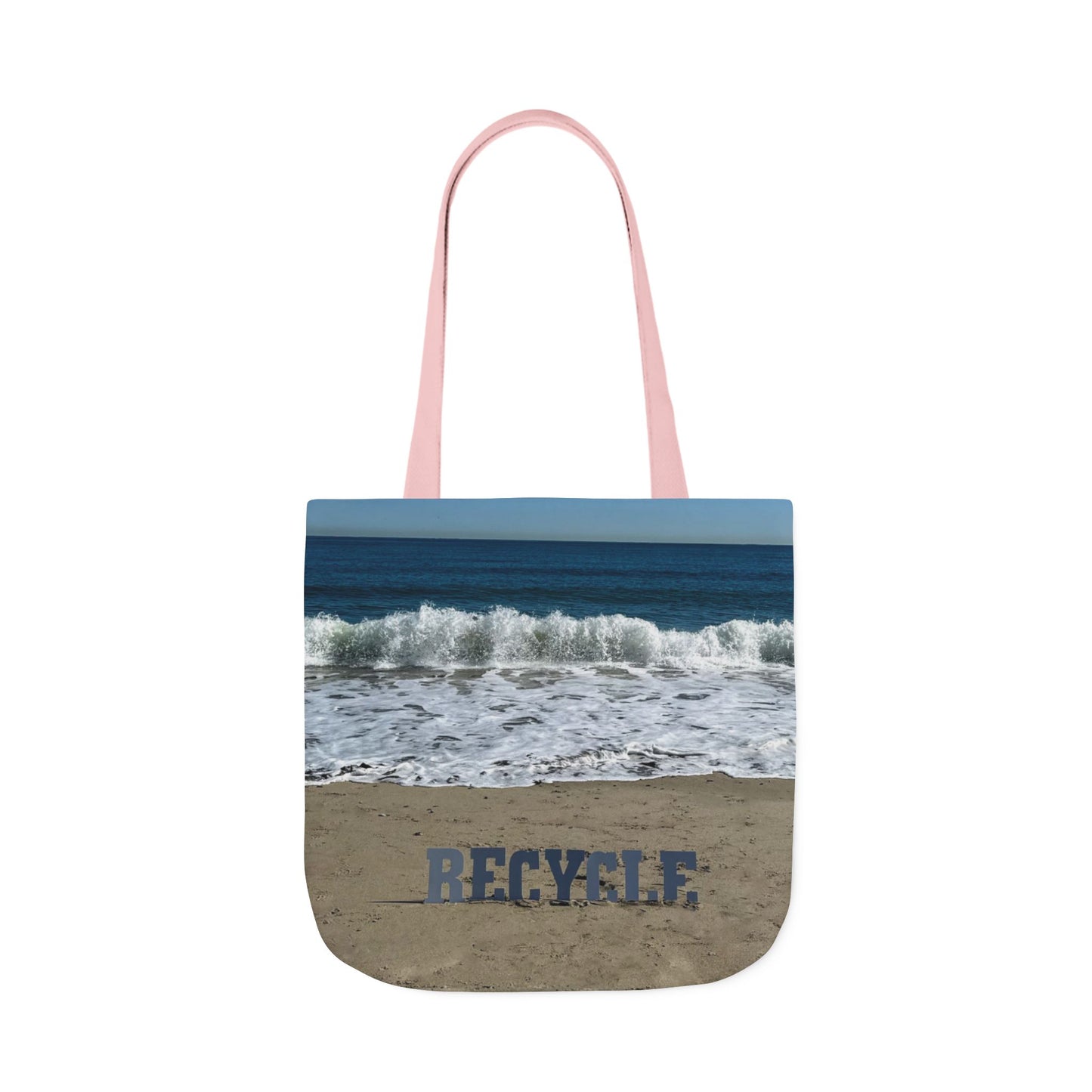 Recycle Tote Bag 18” x 18” same print on each side. 5 Handle Color Options. "Beach Recycle Bag Personalized”