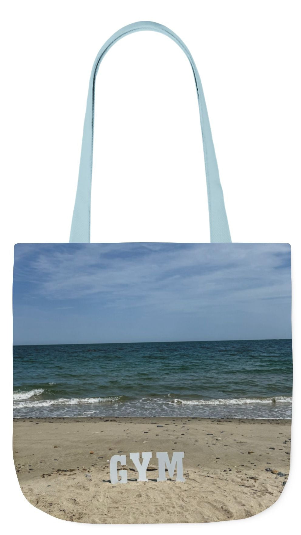 Gym Tote Bag 18” x 18” Same Print on Each Side. 4 Handle Color Options. “Beach Gym Bag Personalized"