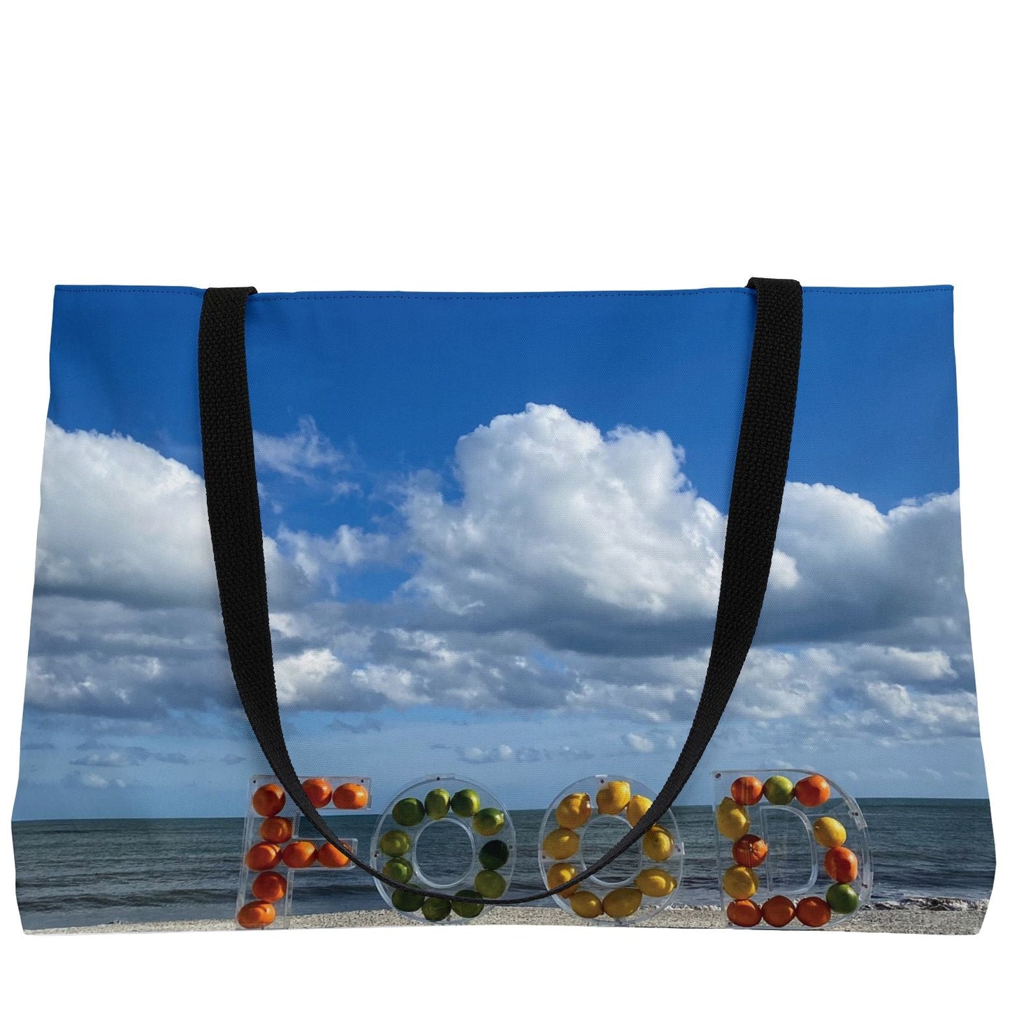 Food Weekender Tote Bag 24” x 13” Same Print on Both Sides. "Beachy Food Bag"