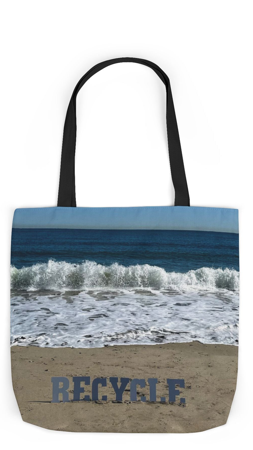 Recycle Tote Bag 18” x 18” same print on each side. 5 Handle Color Options. "Beach Recycle Bag"