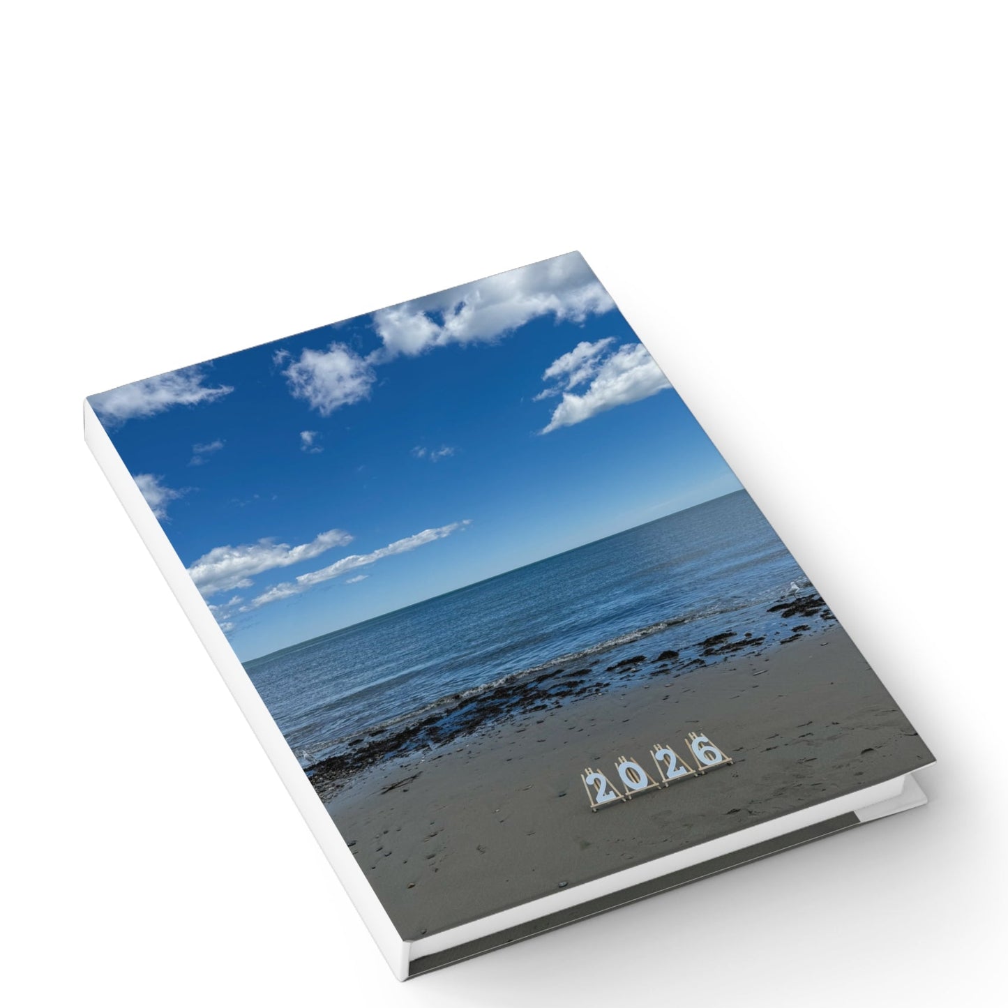 2026 Hardcover Blank Journal. “2026 Two Seagulls at the Beach”