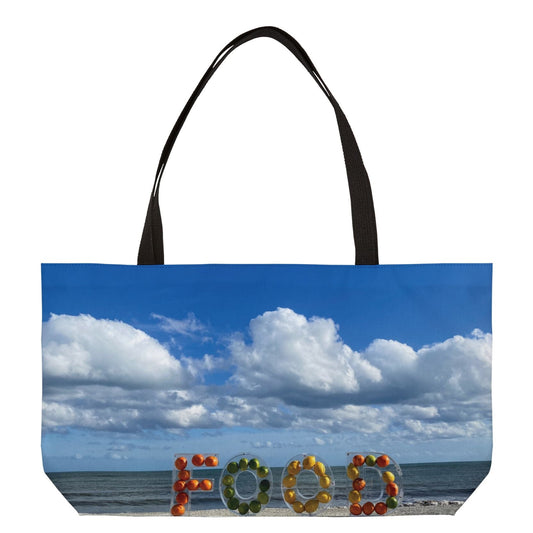 Food Weekender Tote Bag 24” x 13” Same Print on Both Sides. "Beachy Food Bag"