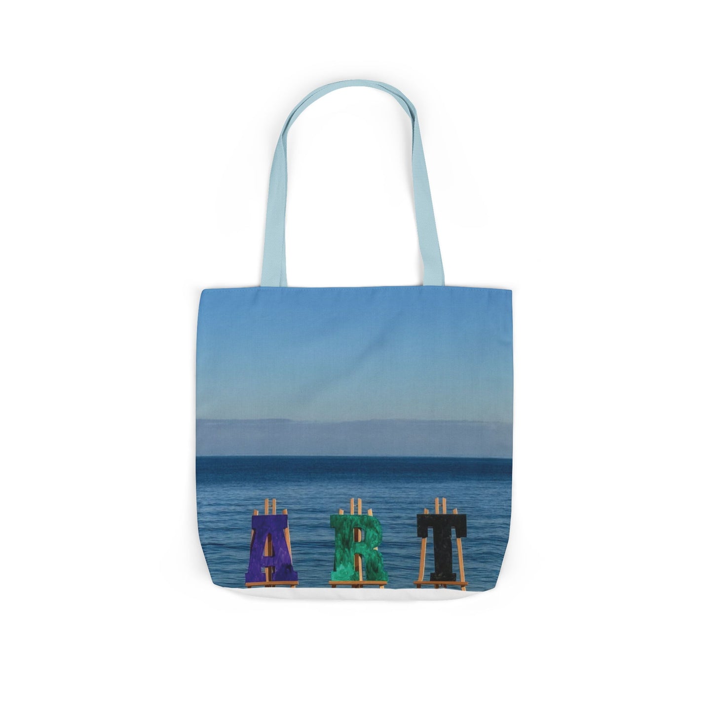 Art Tote Bag 18" x 18" same print on each side, 5-Color Handle options. "Seashore Art Personalized”