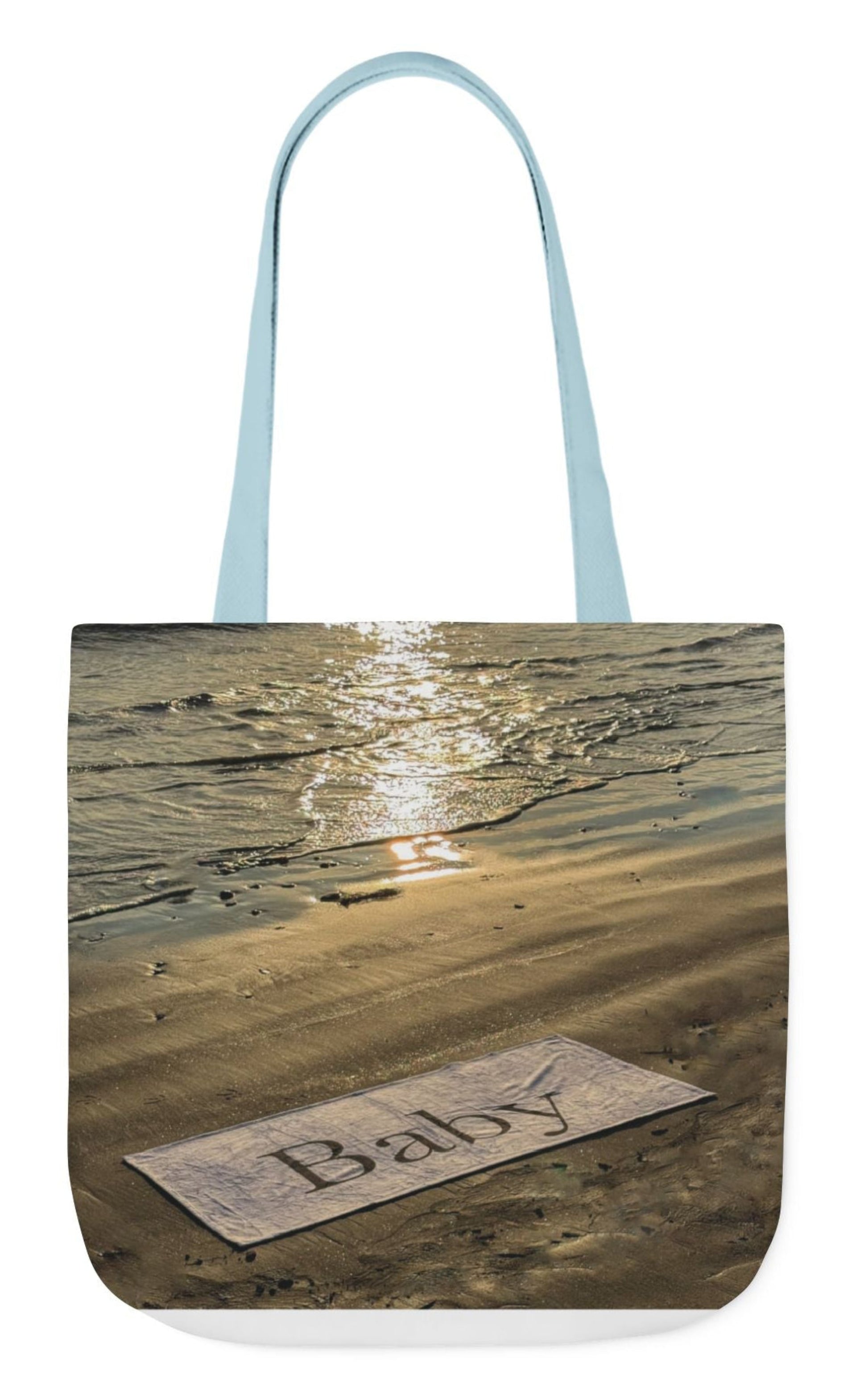 baby tote bag beach theme 18" x 18" blue handles