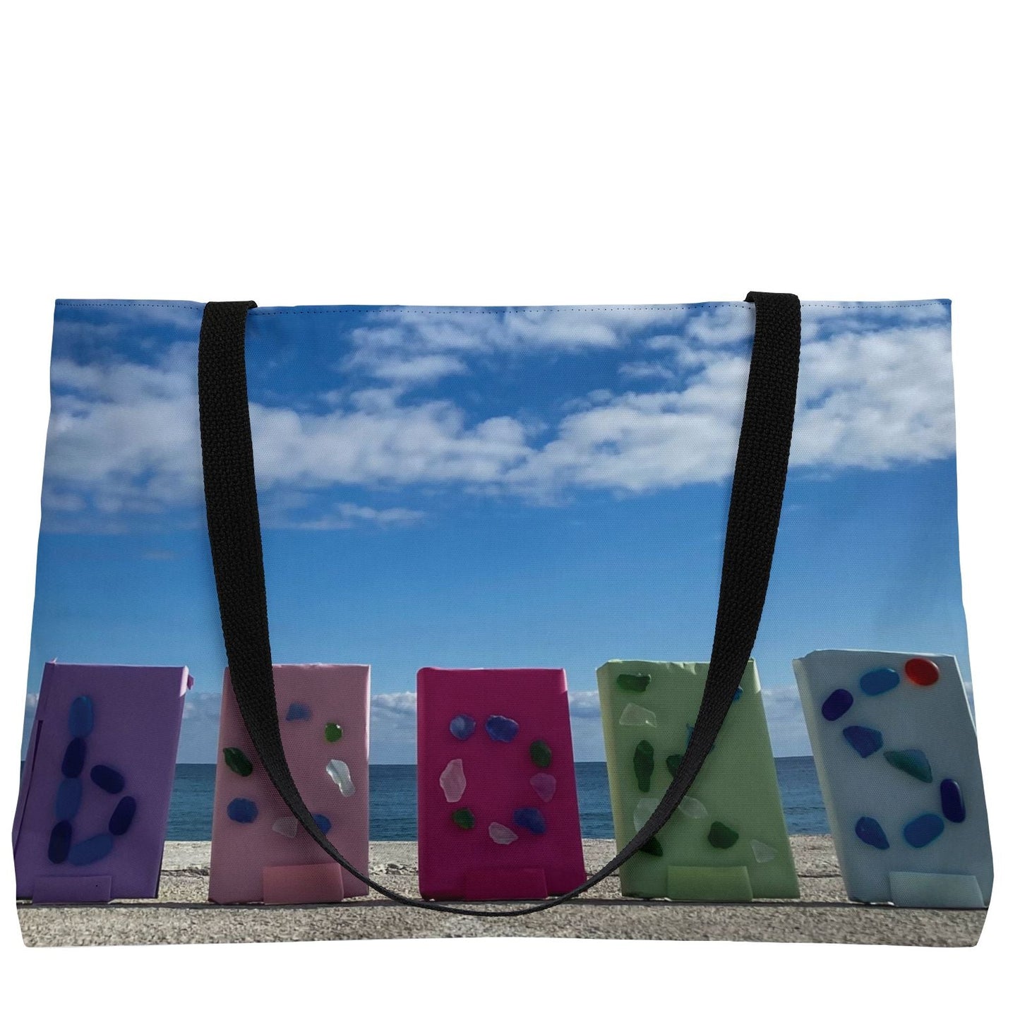 Book Weekender Tote Bag 24" x 13" Same Print on Both Sides. "Shoreline Books"