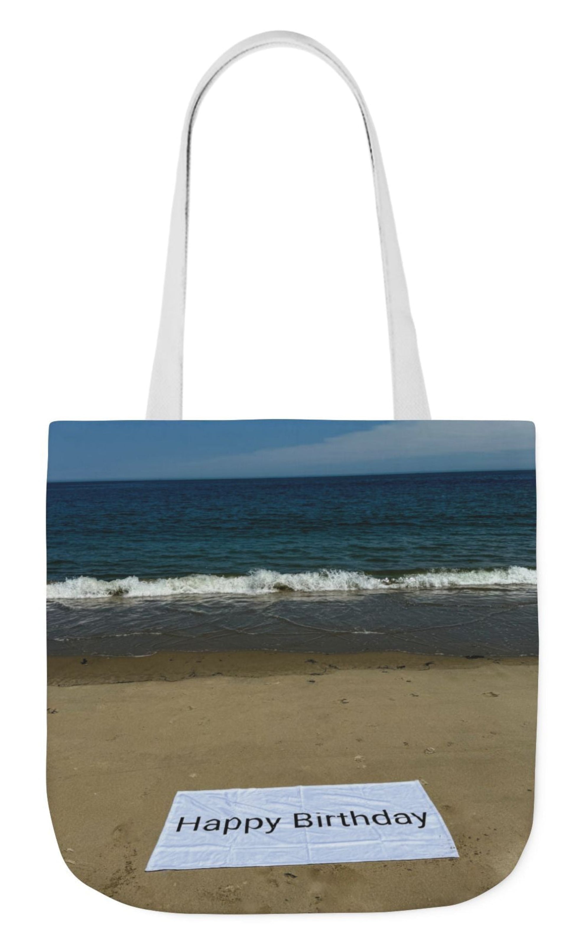birthday tote bag with white handles 18 x 18