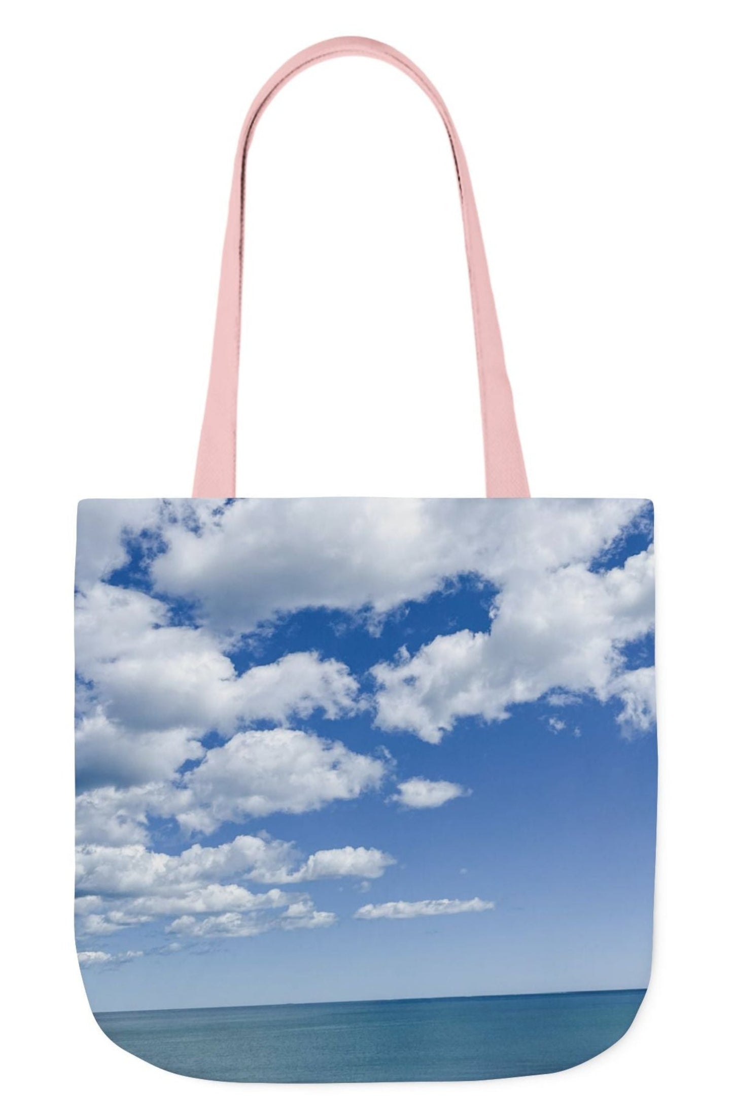 pet tote bag seaside bright clouds 18 x 18 pink handles