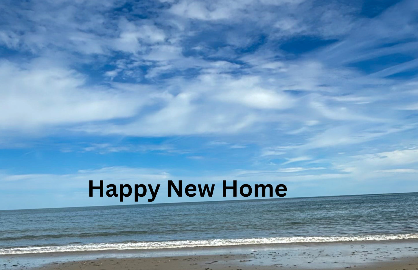 Digital Housewarming Card| Blue Sky Beach Happy New Home| Send or Print