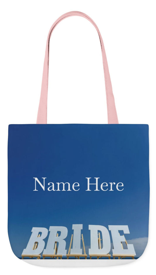 Personalized Bright Sky Bride Tote Bag- Bride Gift-Pink or White Handles