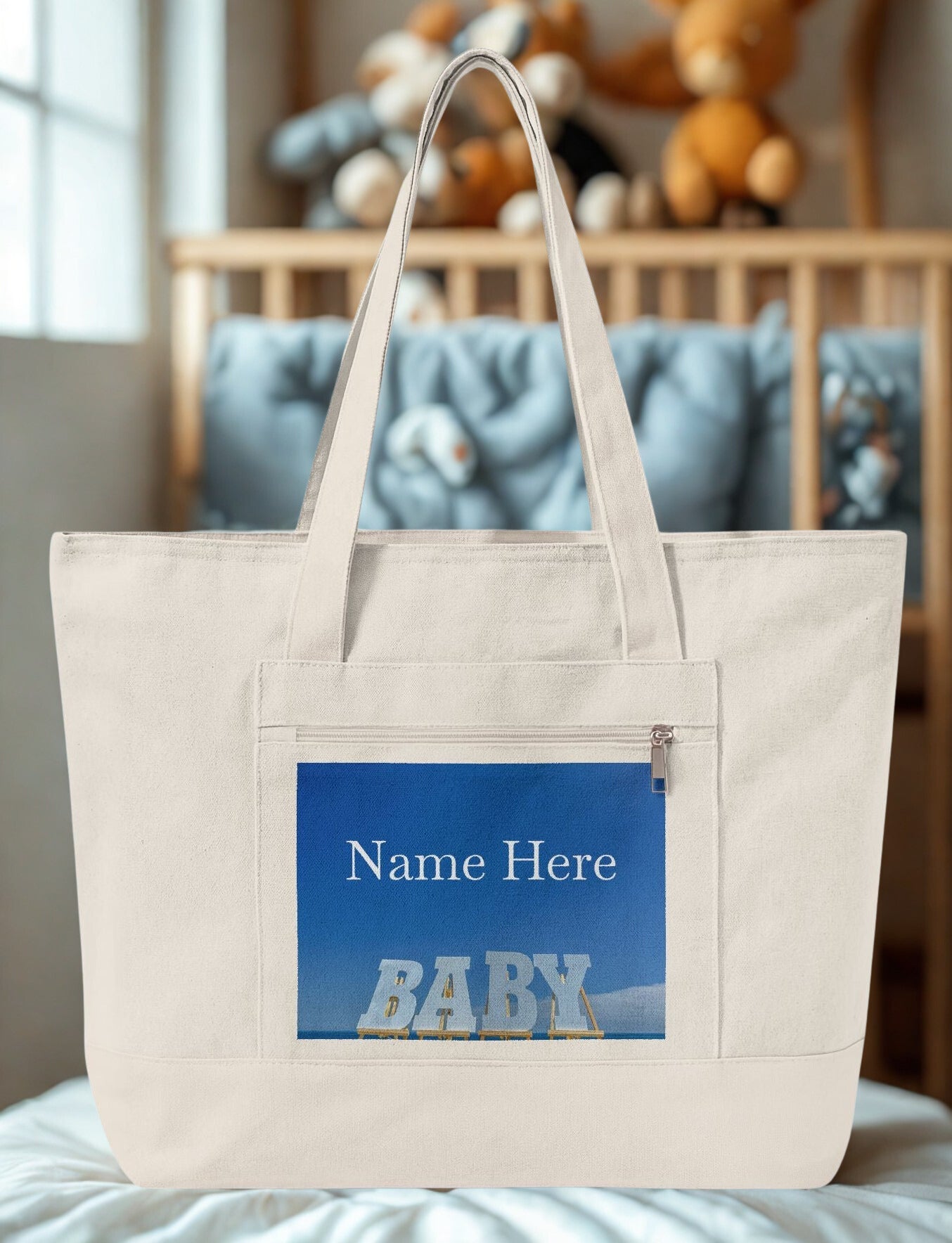 Personalized Bright Sky Baby Tote Bag - Zippered Series