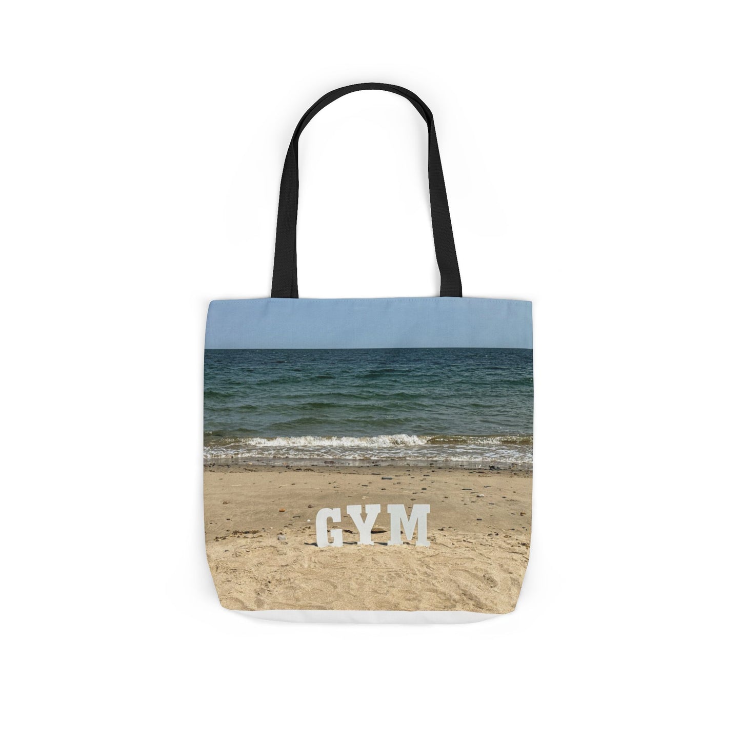 Gym Tote Bag 18” x 18” different print on each side. 5 Handle Color Options. “Seaside & Beach Gym Bag Personalized”
