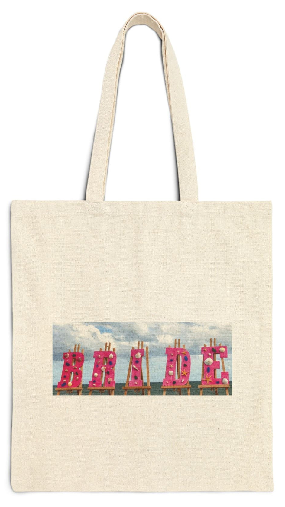 Bride Tote Bag Natural Color 15" x 16" Cotton Canvas Print on One Side. "Sea Bride Bag".