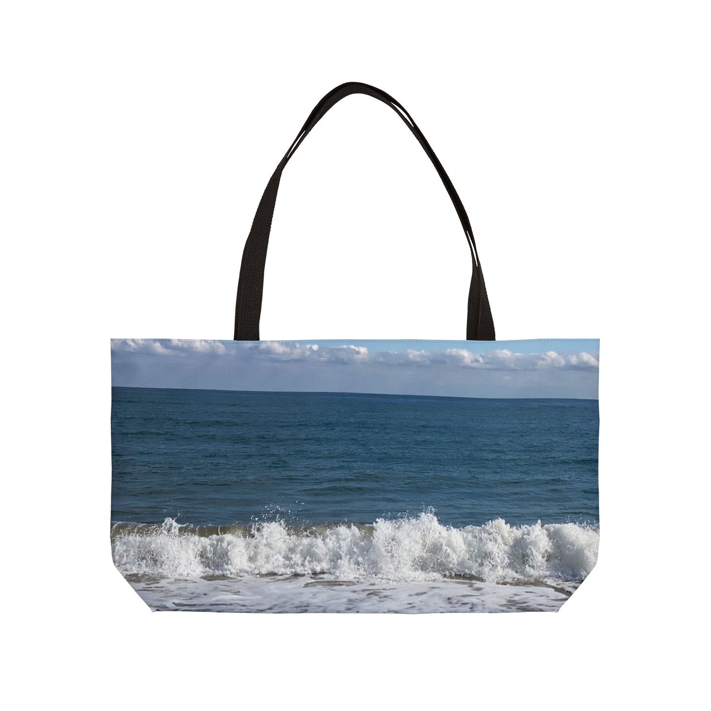 All Purpose Weekender Tote Bag 24" x 13" Different Print on Each Side. "Shore Bird & Big Waves"