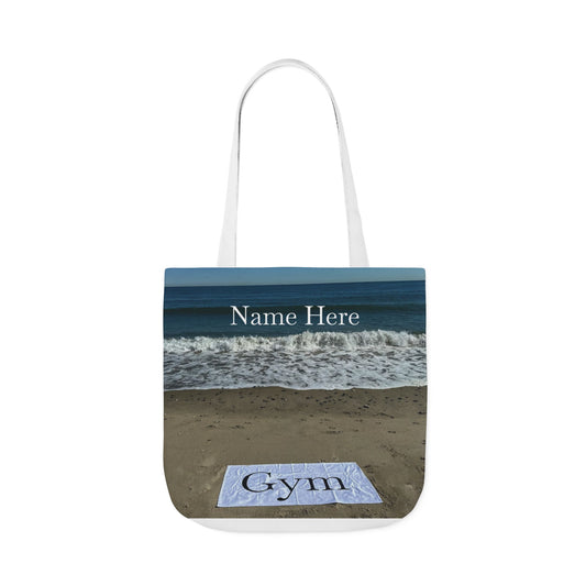 Gym Tote Bag 18” x 18” same print on each side. 5 Handle Color Options. "Beachfront Gym Bag