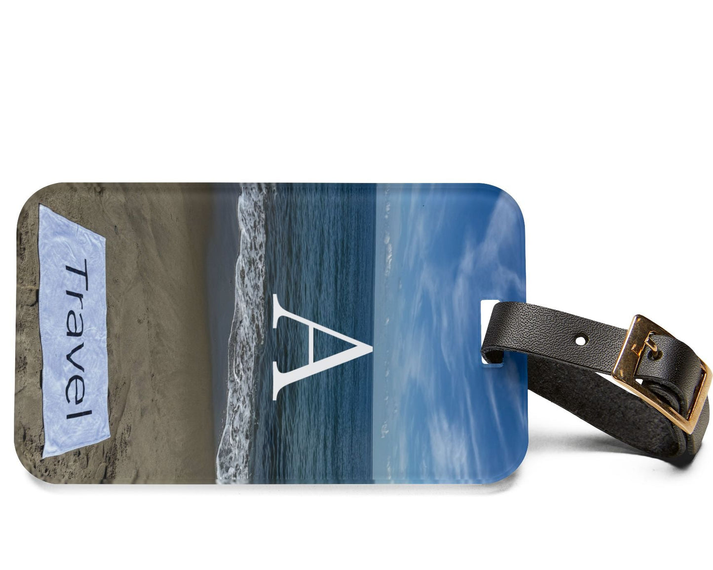 Acrylic Luggage Tag With Strap and info Card on the Back. (Personalized) "Mild Waves Travel Tag"