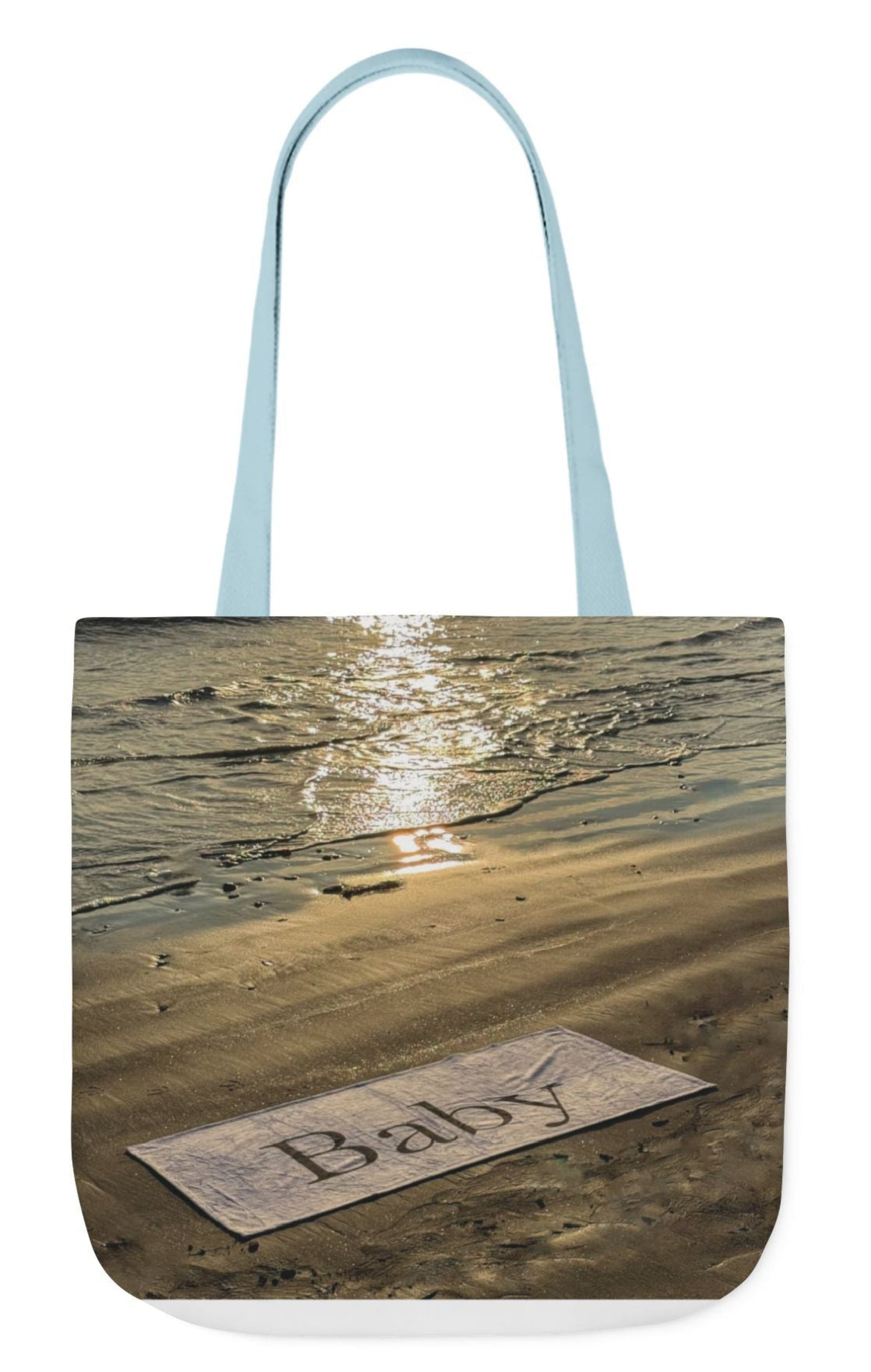 baby tote bag beach theme 18" x 18" blue handles