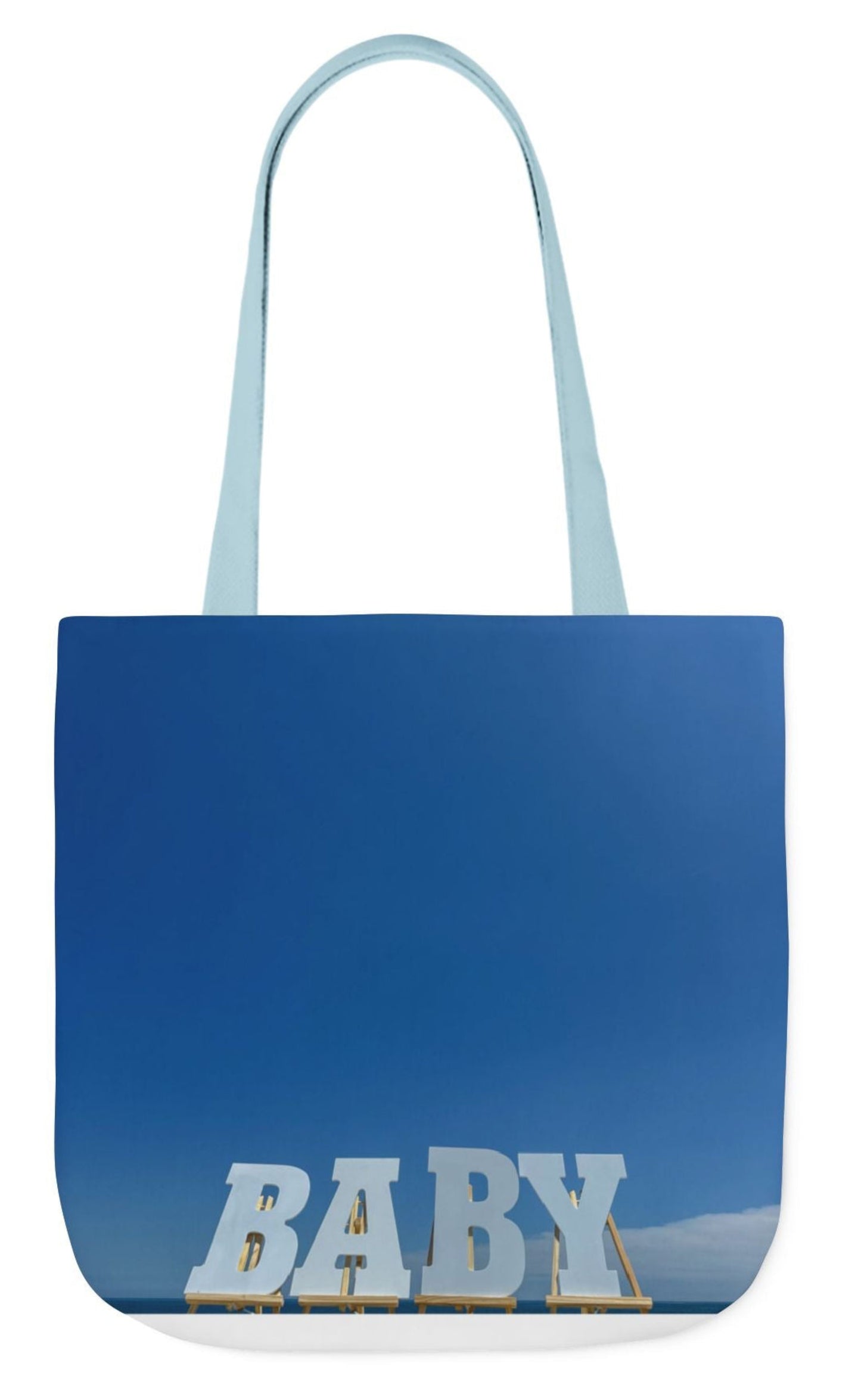 baby tote bag in blue with blue handles 18" x 18"