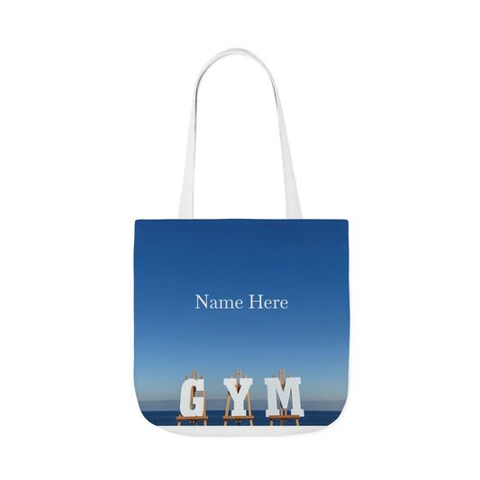 Gym Tote Bag “18 x 18” Same Print on Each Side. 4 Handle Color Options. “Seaside Gym Bag Personalized"