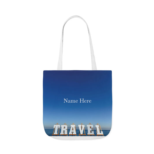 Travel Tote Bag 18" x 18" Same print on each side. 4 handle color options. "Seaside Travel Bag Personalized"