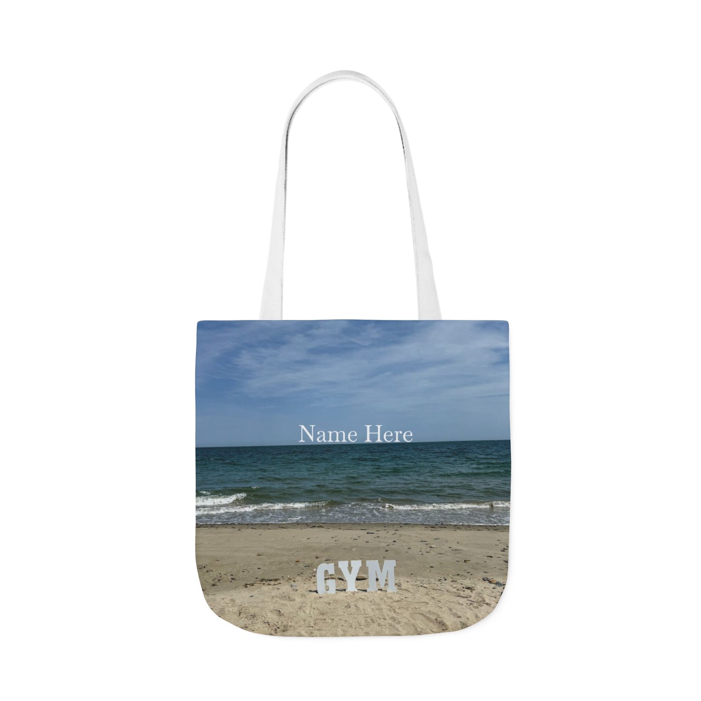 Gym Tote Bag 18” x 18” Same Print on Each Side. 4 Handle Color Options. “Beach Gym Bag Personalized"