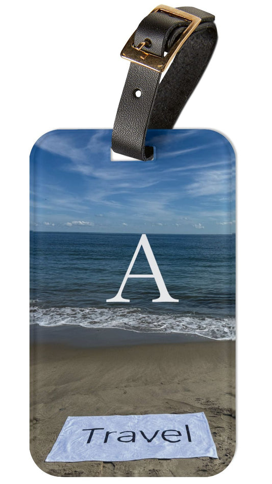 Acrylic Luggage Tag With Strap and info Card on the Back. (Personalized) "Mild Waves Travel Tag"