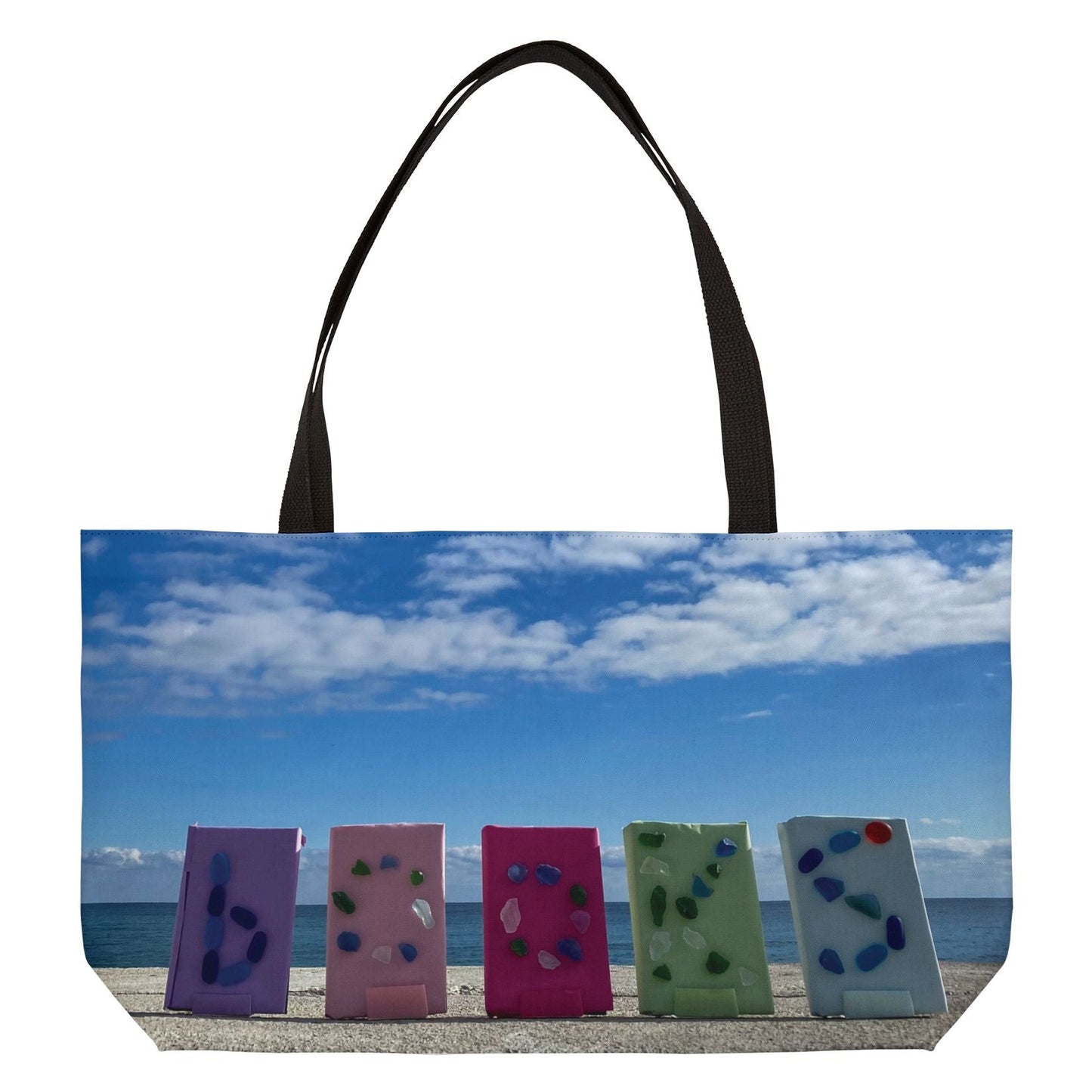 Book Weekender Tote Bag 24" x 13" Same Print on Both Sides. "Shoreline Books"