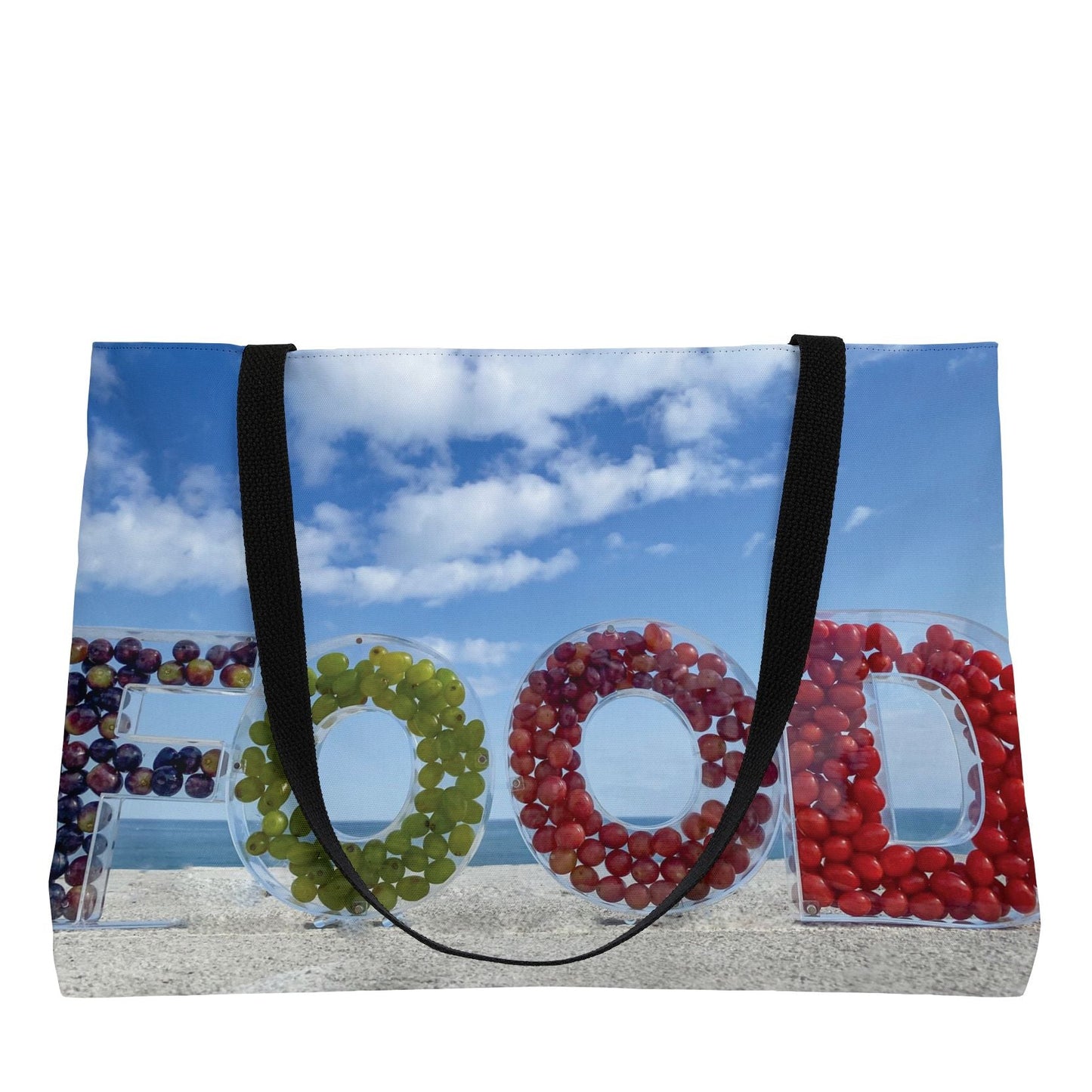 Food Weekender Tote Bag 24" x 13" Same Print on Both Sides. "Seashore Food Bag"