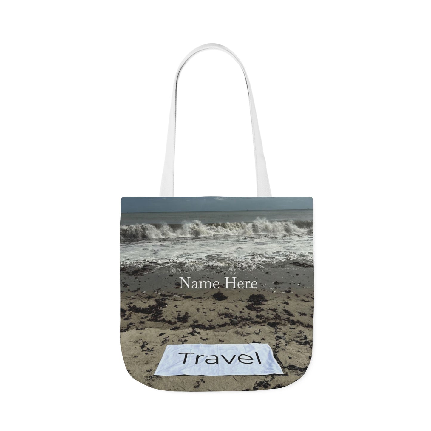 Travel Tote Bag 18” x 18” Same Print on Each Side. 4 Handle Color Options. “Wild Waves Travel Bag Personalized"