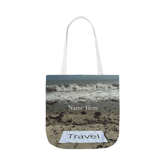 Travel Tote Bag 18” x 18” Same Print on Each Side. 4 Handle Color Options. “Wild Waves Travel Bag Personalized"
