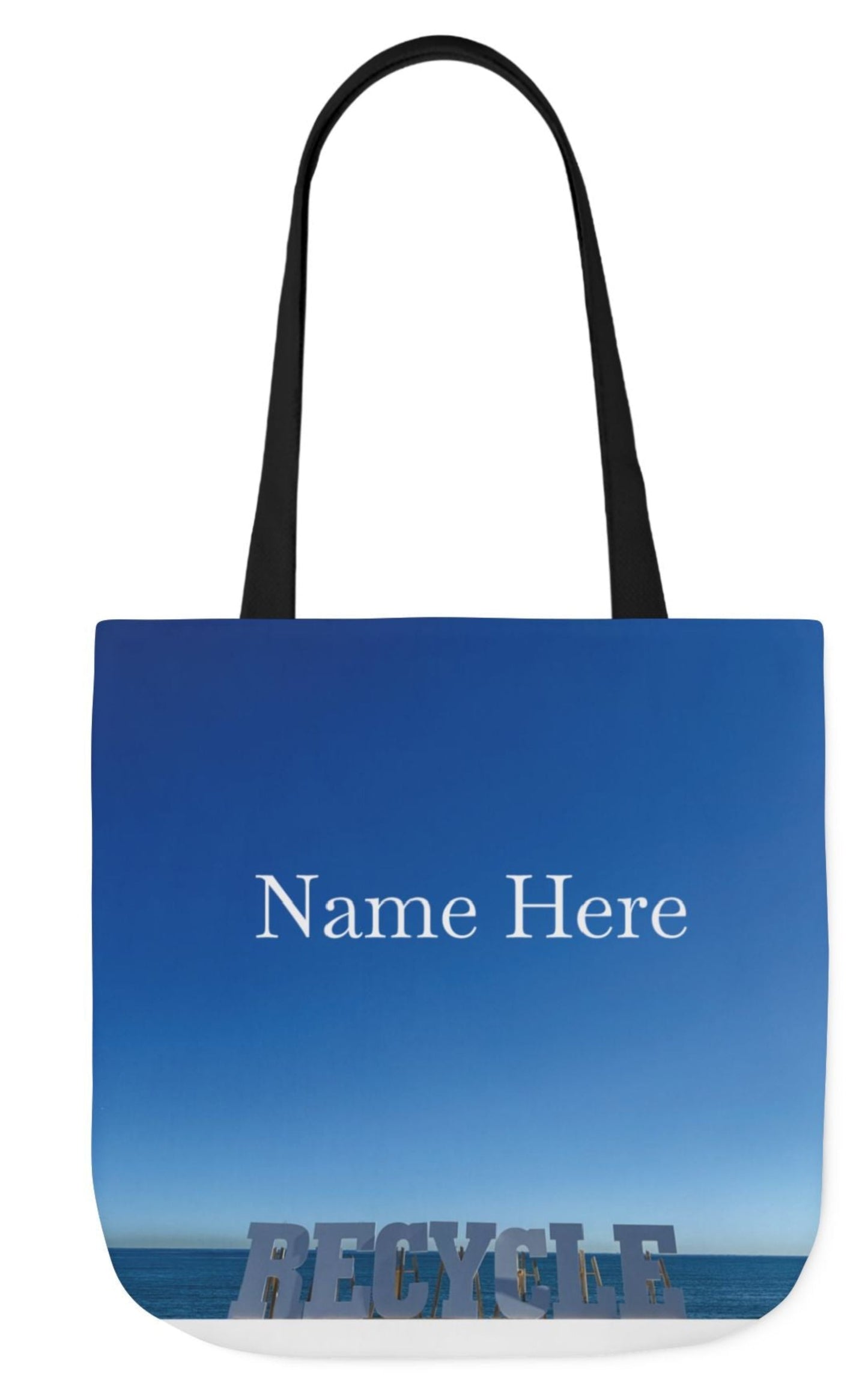 personalized recycle tote bag 18" x 18" in blue