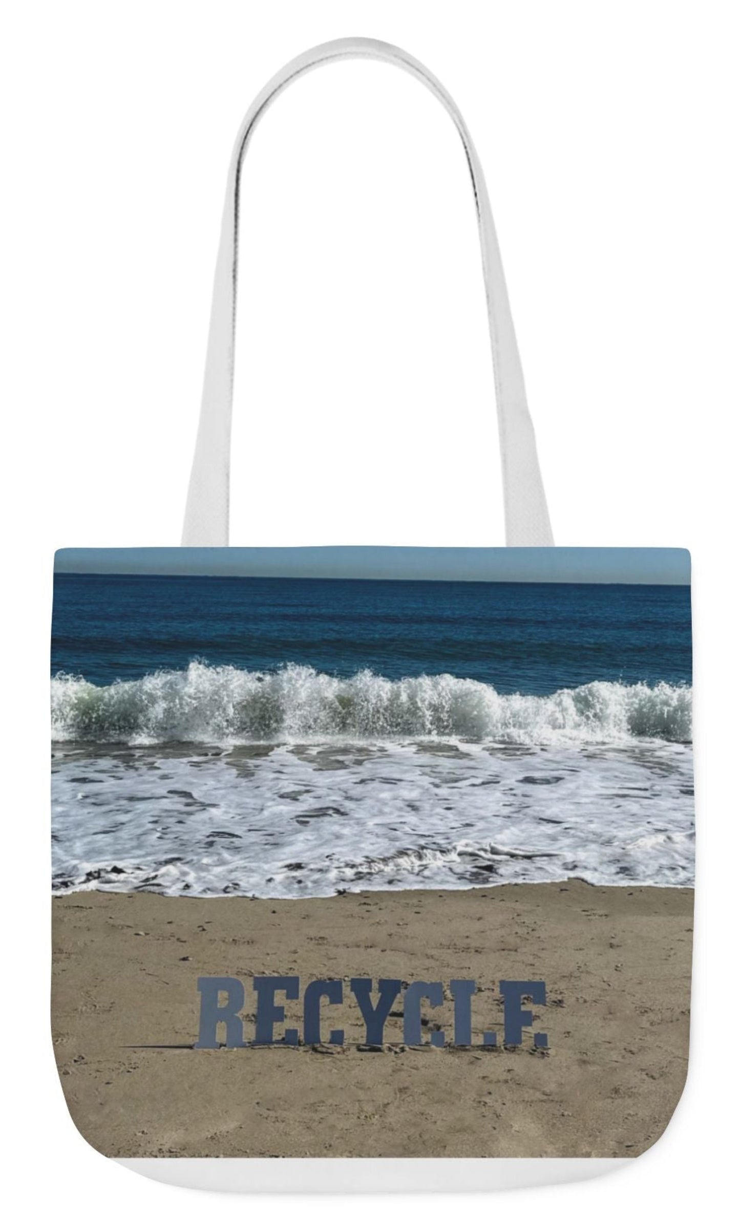recycle tote bag 18" x 18" beach scene